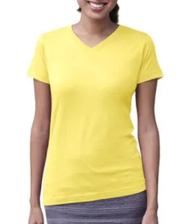3507 LA T Ladies V-Neck Longer Length T-Shirt Yellow