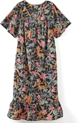 AmeriMark Casual Womens Muumuu House Dress Comfortable Flowy Short Sleeve Patio Sun Dress Lounger Gown Sleepwear for Ladies
