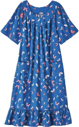 AmeriMark Casual Womens Muumuu House Dress Comfortable Flowy Short Sleeve Patio Sun Dress Lounger Gown Sleepwear for Ladies