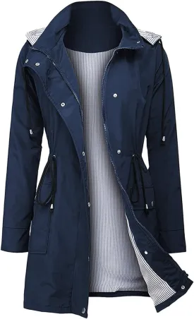 Arthas Women Light Rain Jacket Waterproof Active Outdoor Trench Raincoat with Hood Lightweight Plus Size for Girls