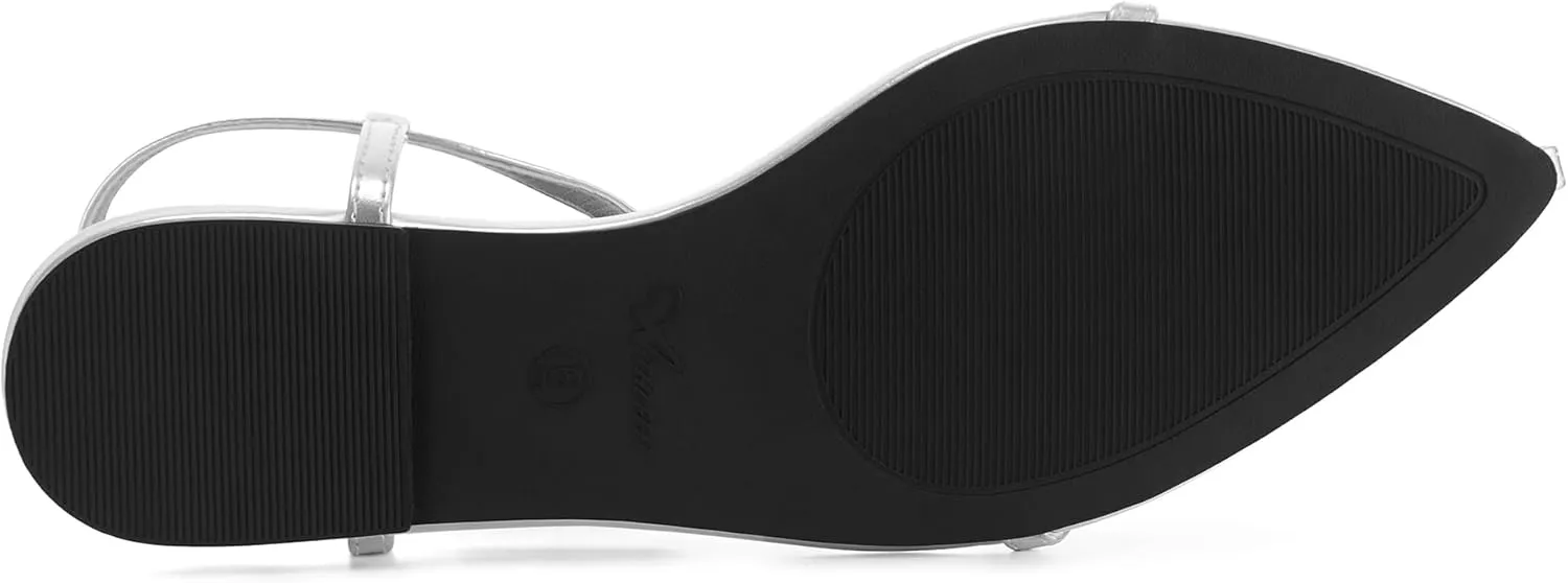 Athlefit Flat Sandals for Women Comfortable Buckle Strappy Sandals Pointed Open Toe Ankle Strap Sandals