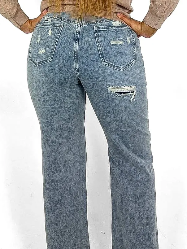 Back Rip Wide Leg Jeans