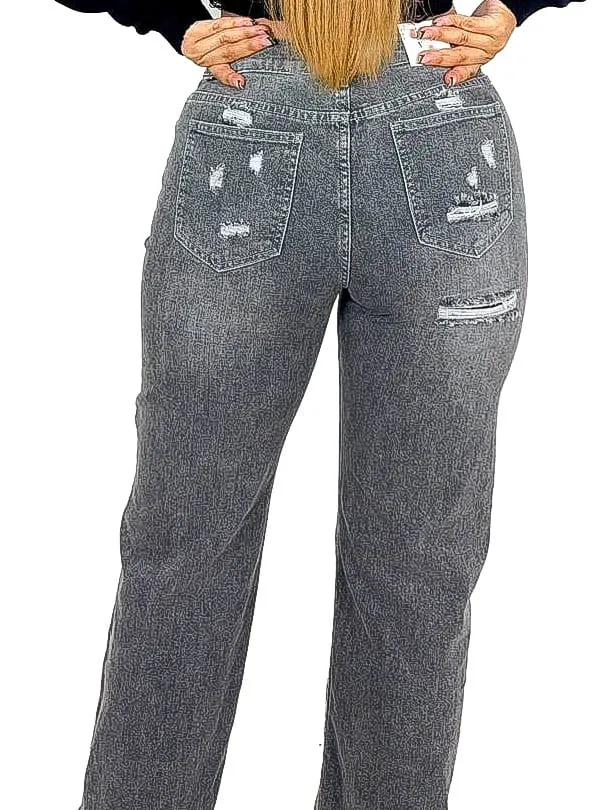 Back Rip Wide Leg Jeans