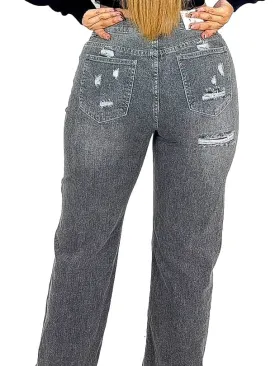 Back Rip Wide Leg Jeans