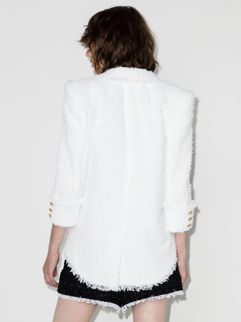 Balmain Bouclé Tweed Double Breasted Blazer