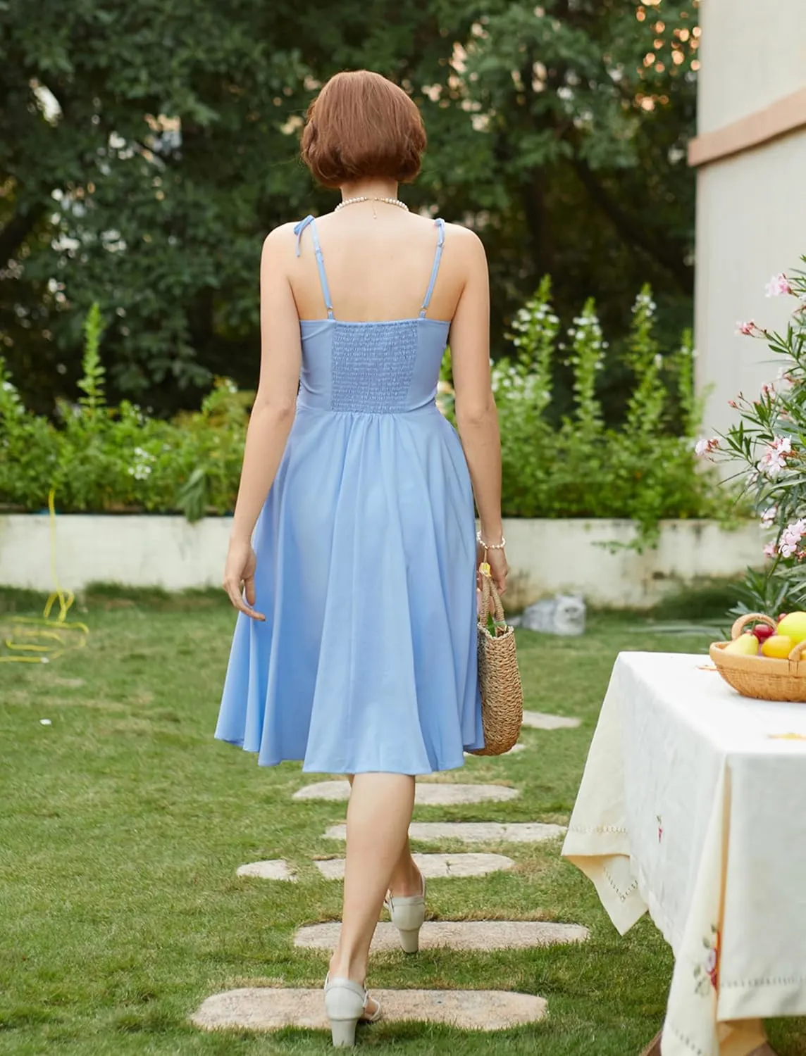 Belle Poque 2025 Summer Dresses for Women Spaghetti Strap Midi Sun Dress Cute Casual Dress with Pockets