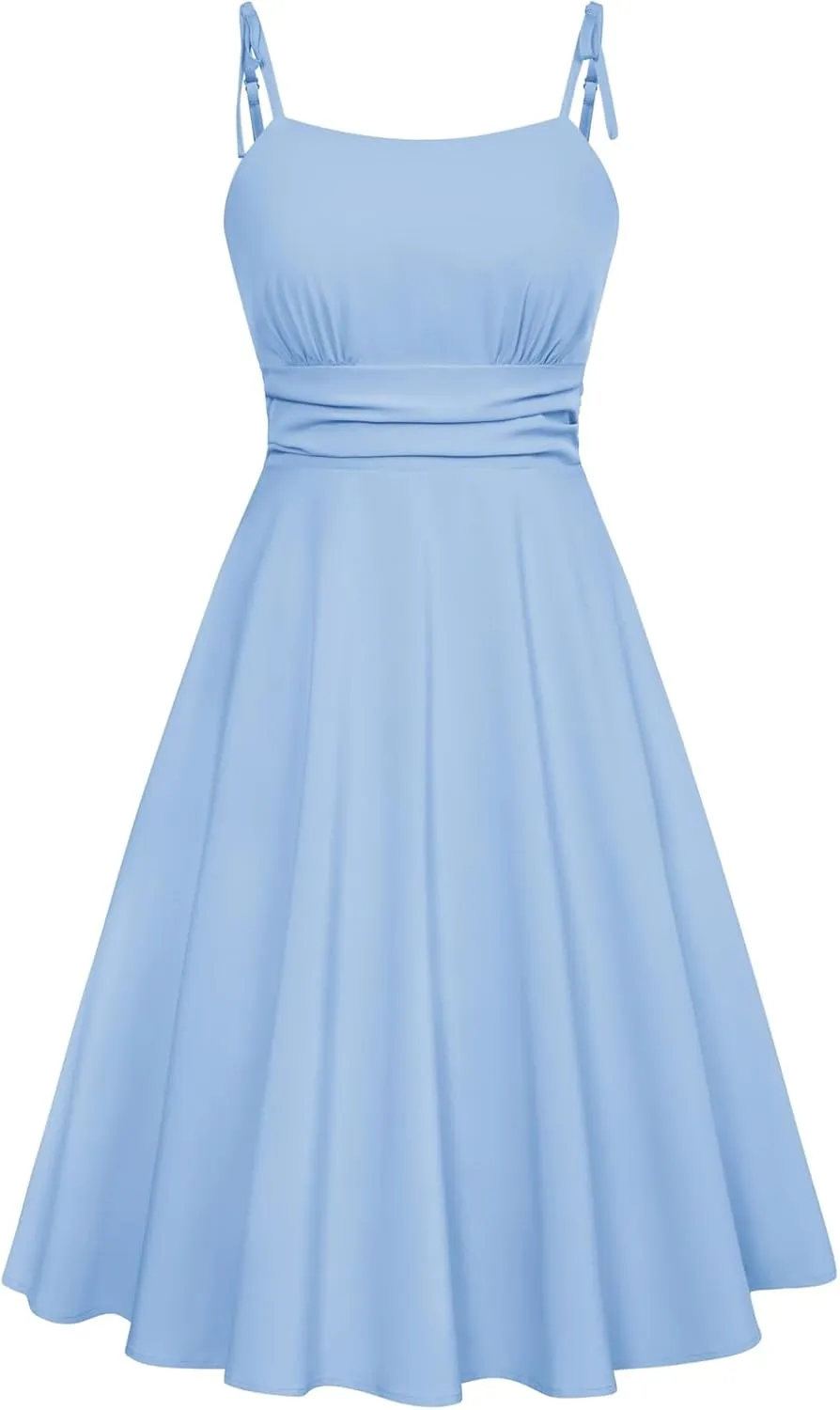 Belle Poque 2025 Summer Dresses for Women Spaghetti Strap Midi Sun Dress Cute Casual Dress with Pockets