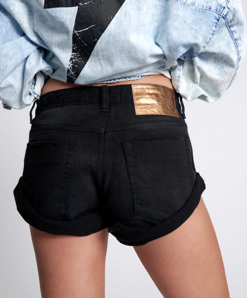 Black Oak Bandits Low Waist Denim Shorts - ONE TEASPOON