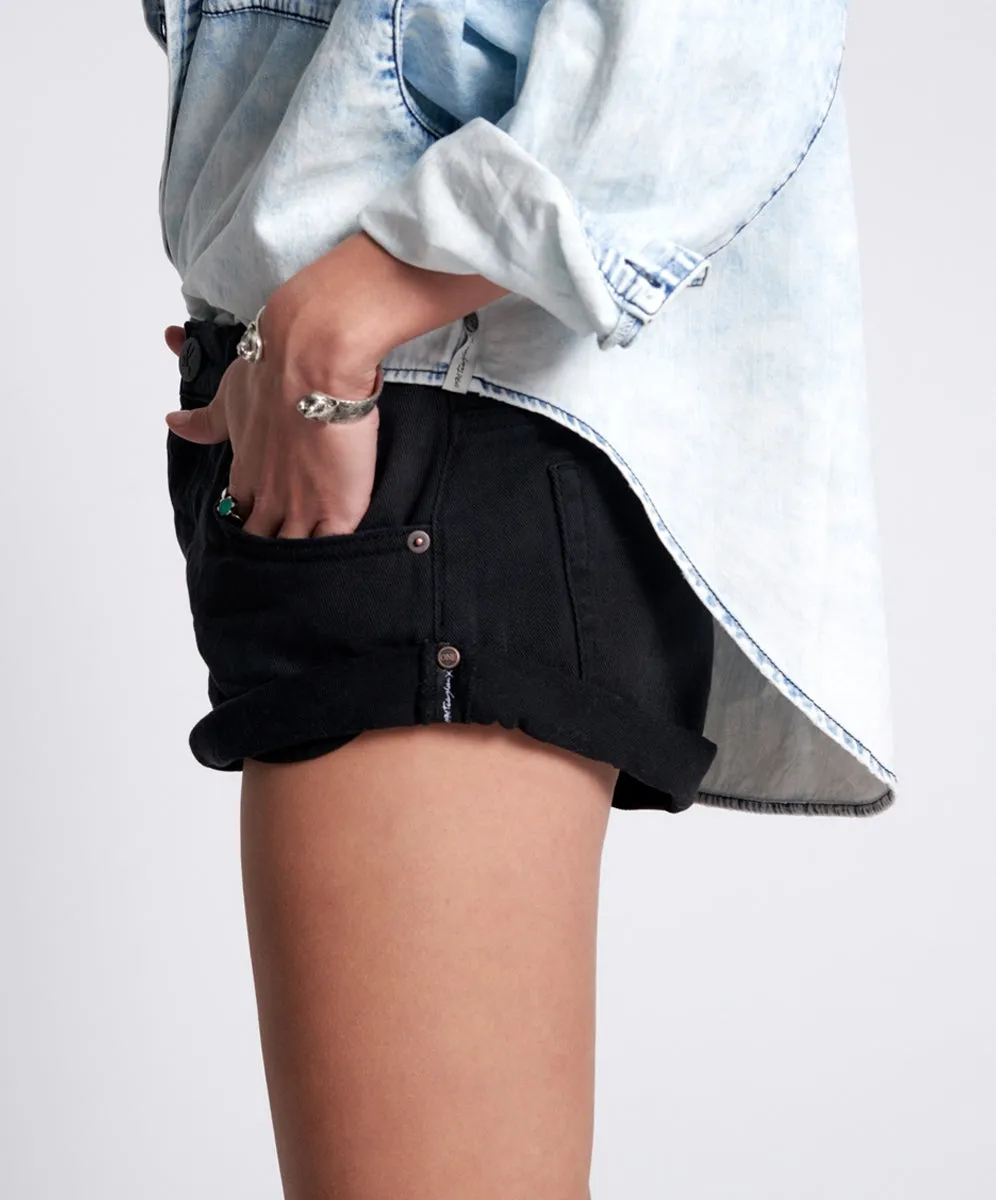 Black Oak Bandits Low Waist Denim Shorts - ONE TEASPOON