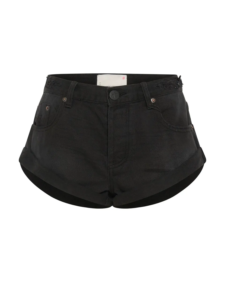 Black Oak Bandits Low Waist Denim Shorts - ONE TEASPOON