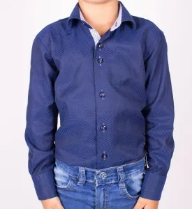 Boys' Button Down Dark Blue Dress Shirt