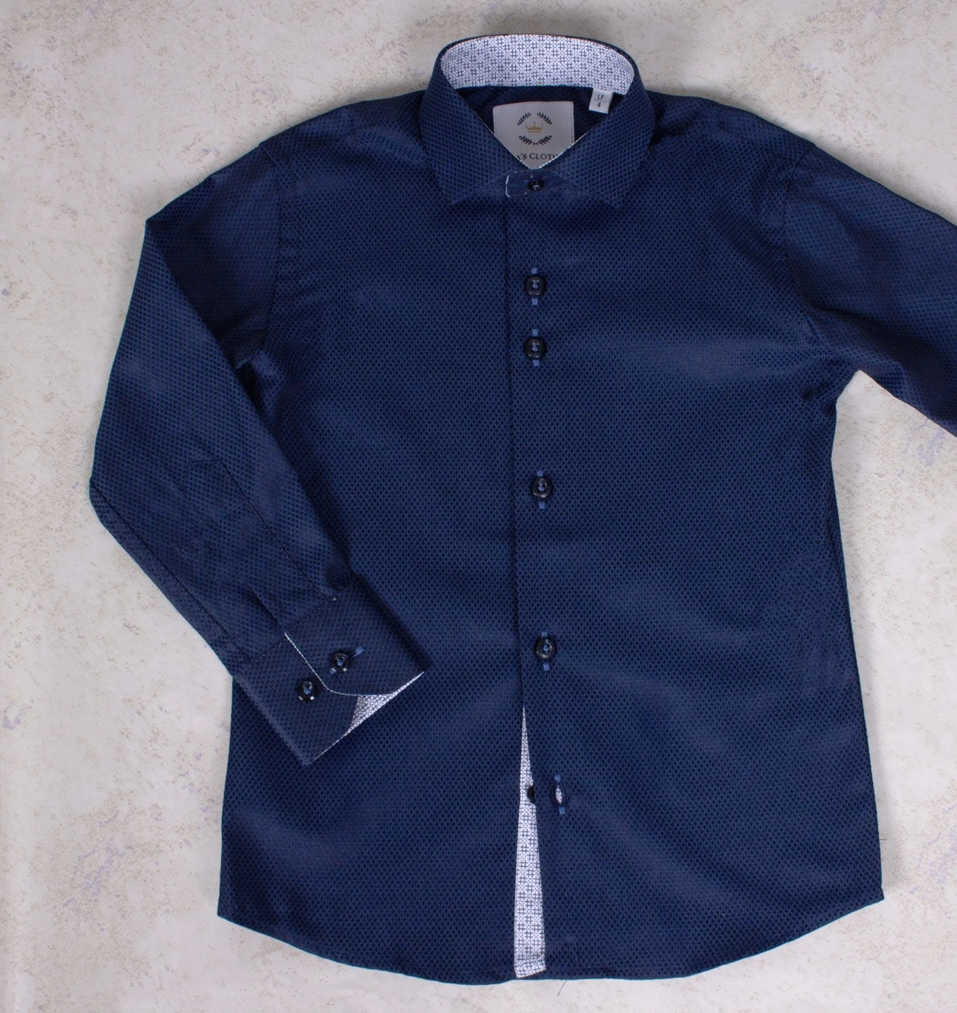 Boys' Button Down Dark Blue Dress Shirt
