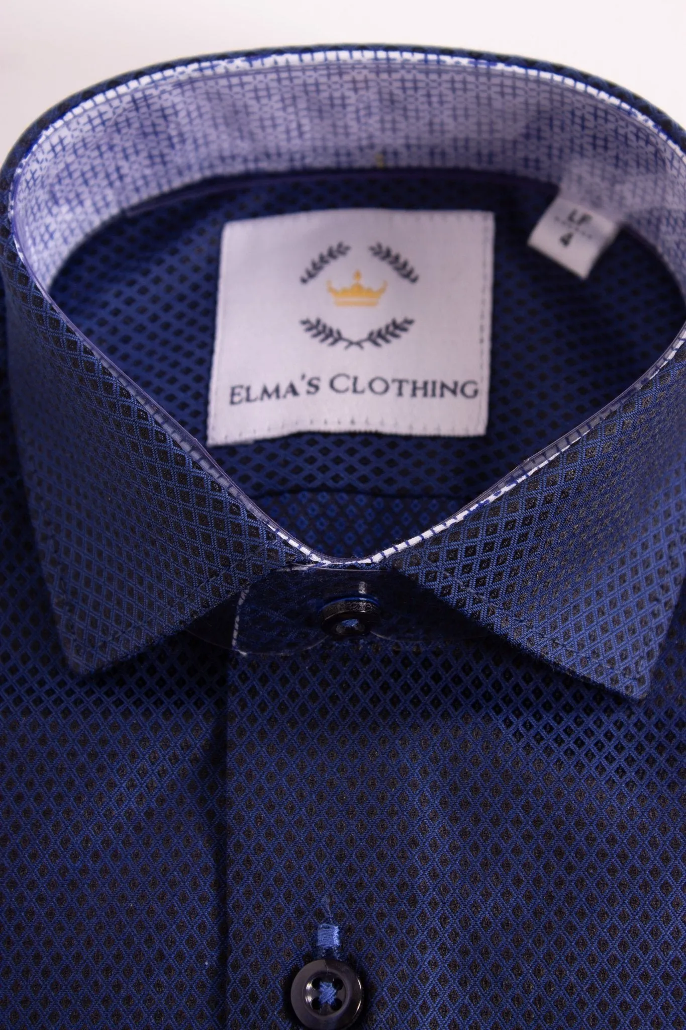 Boys' Button Down Dark Blue Dress Shirt