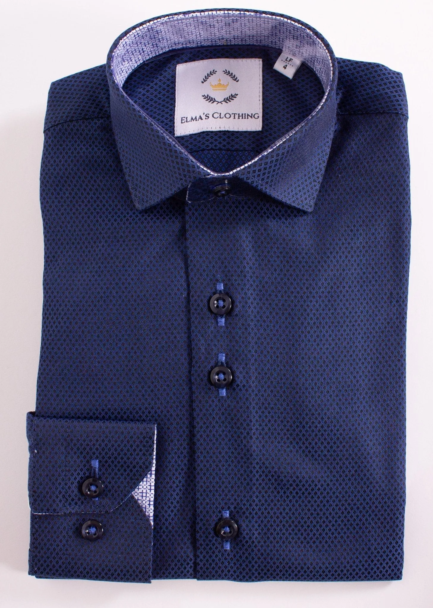 Boys' Button Down Dark Blue Dress Shirt