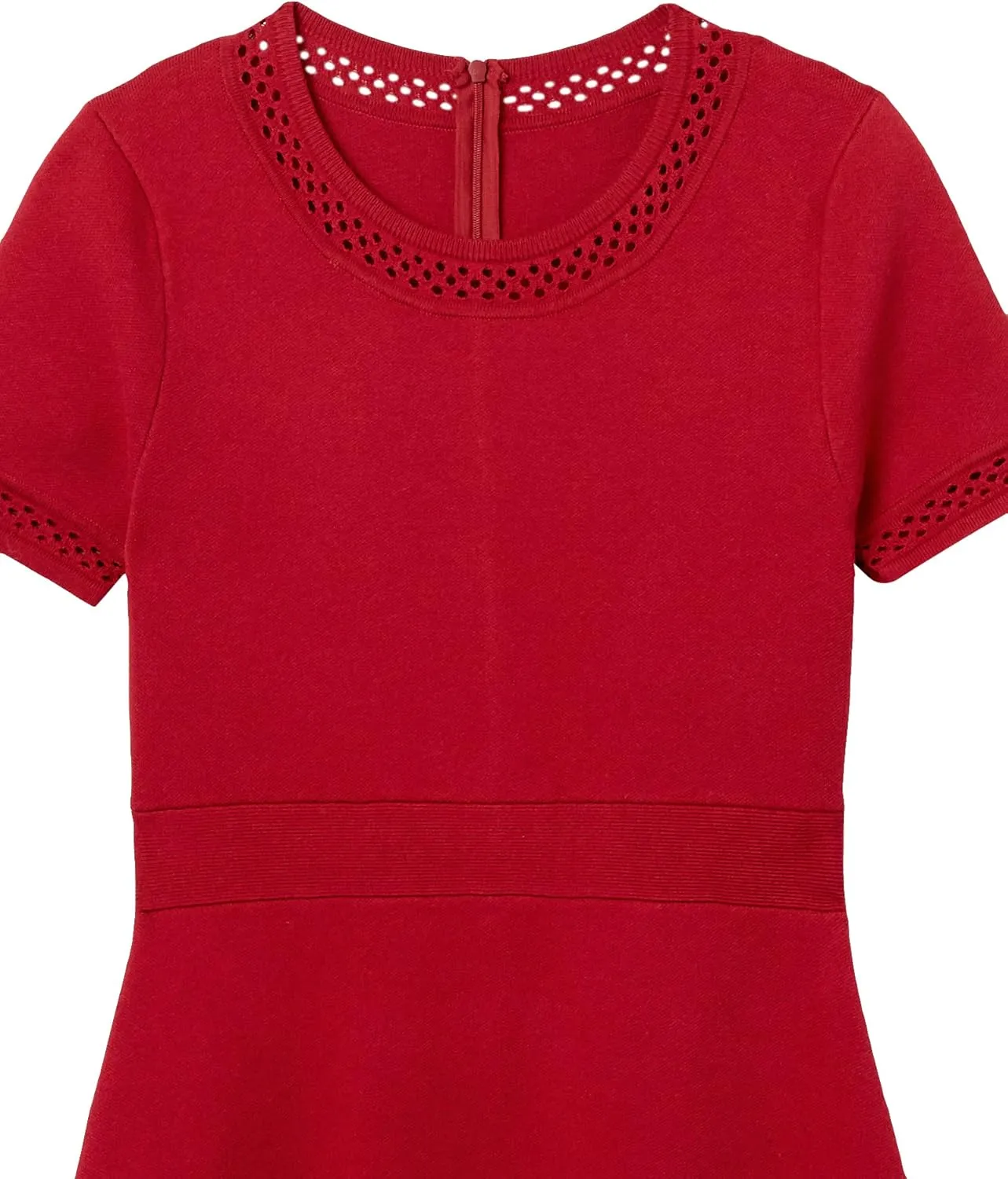 Cable Stitch Women's Fit-and-Flare Knit Dress - Crewneck Short Sleeve Midi Sweater Dress