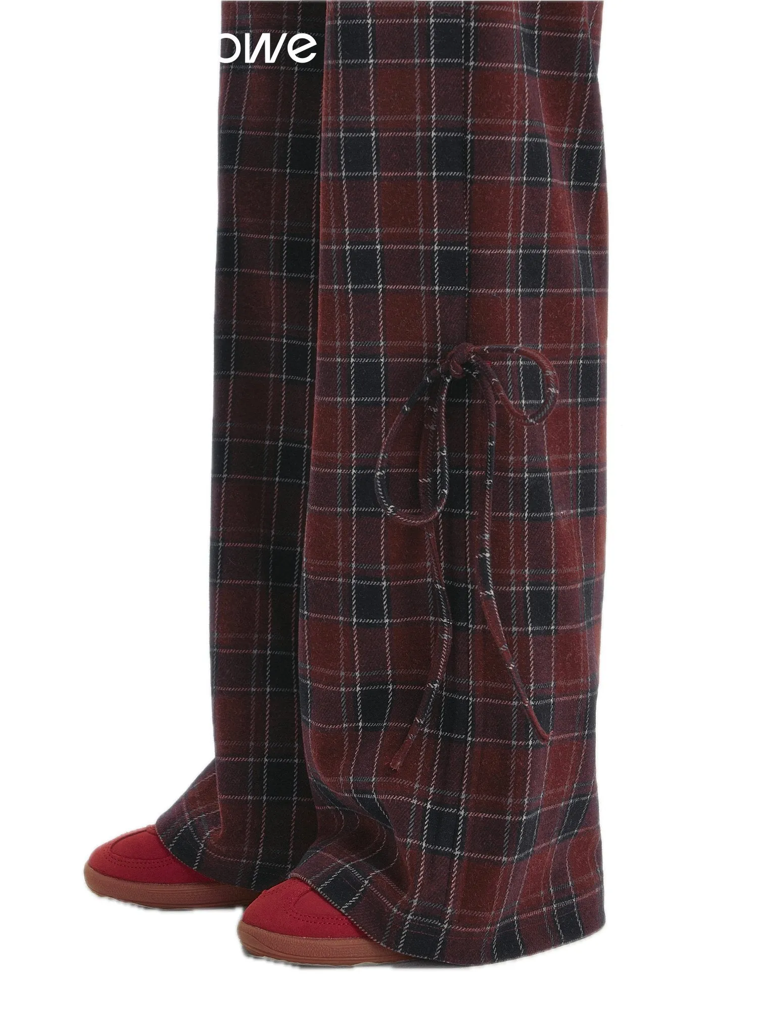 Checkered Drawstring Bow Trousers