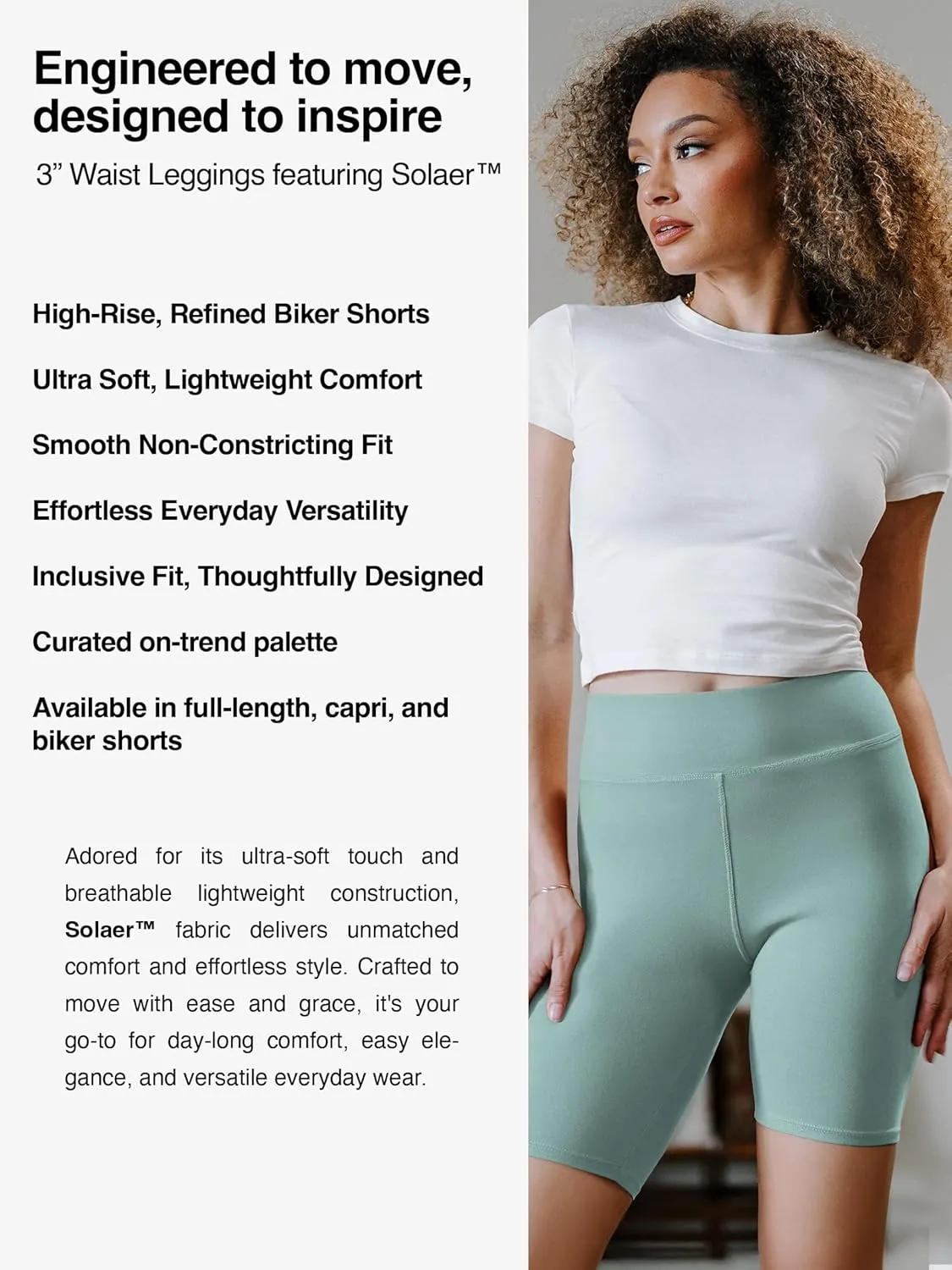 Conceited High Waisted Ultra Soft Leggings for Women - Capri Length and Biker Shorts - Available in Plus Size