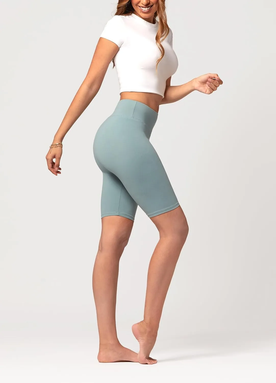 Conceited High Waisted Ultra Soft Leggings for Women - Capri Length and Biker Shorts - Available in Plus Size