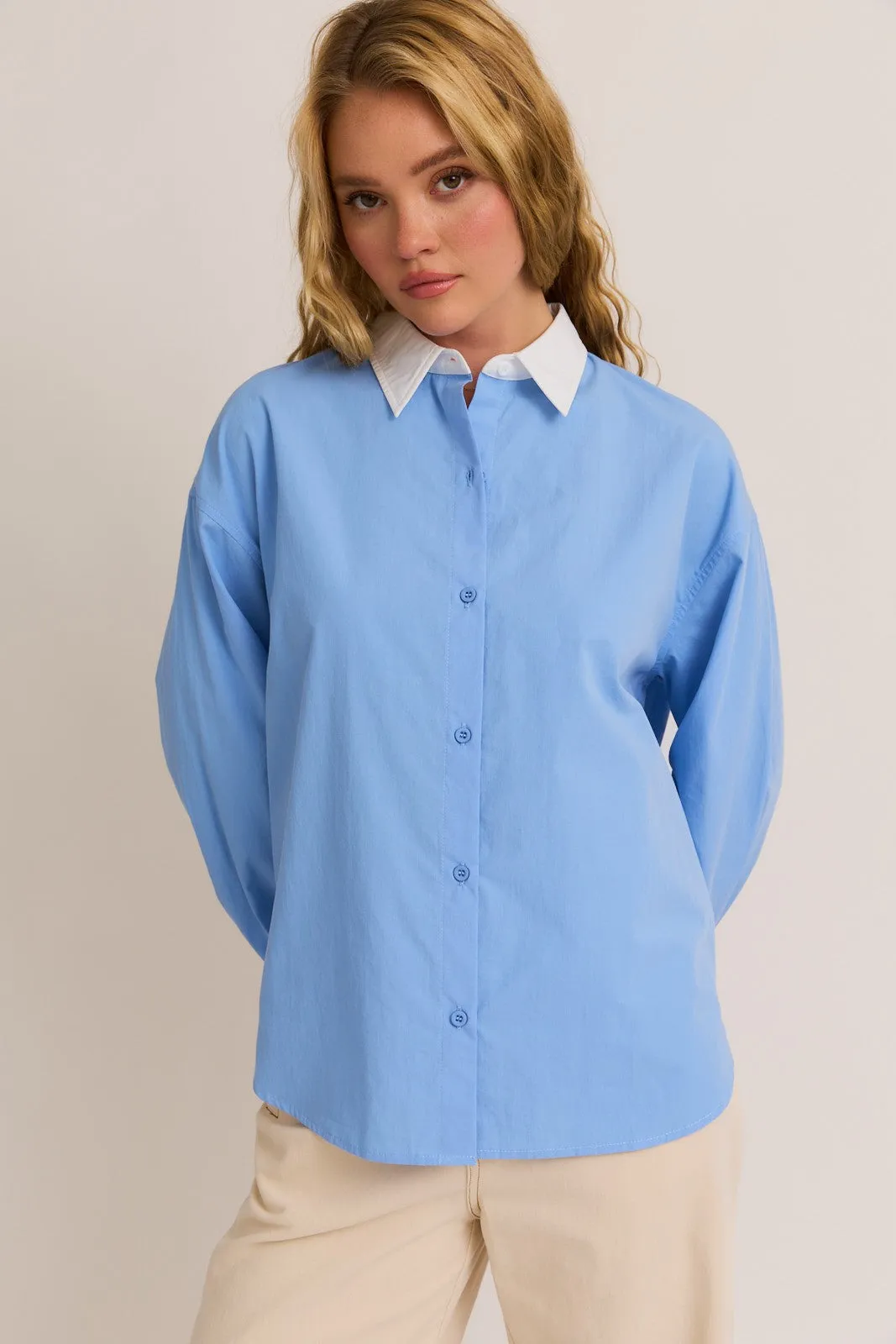 Contrast Detail Oversize Shirt