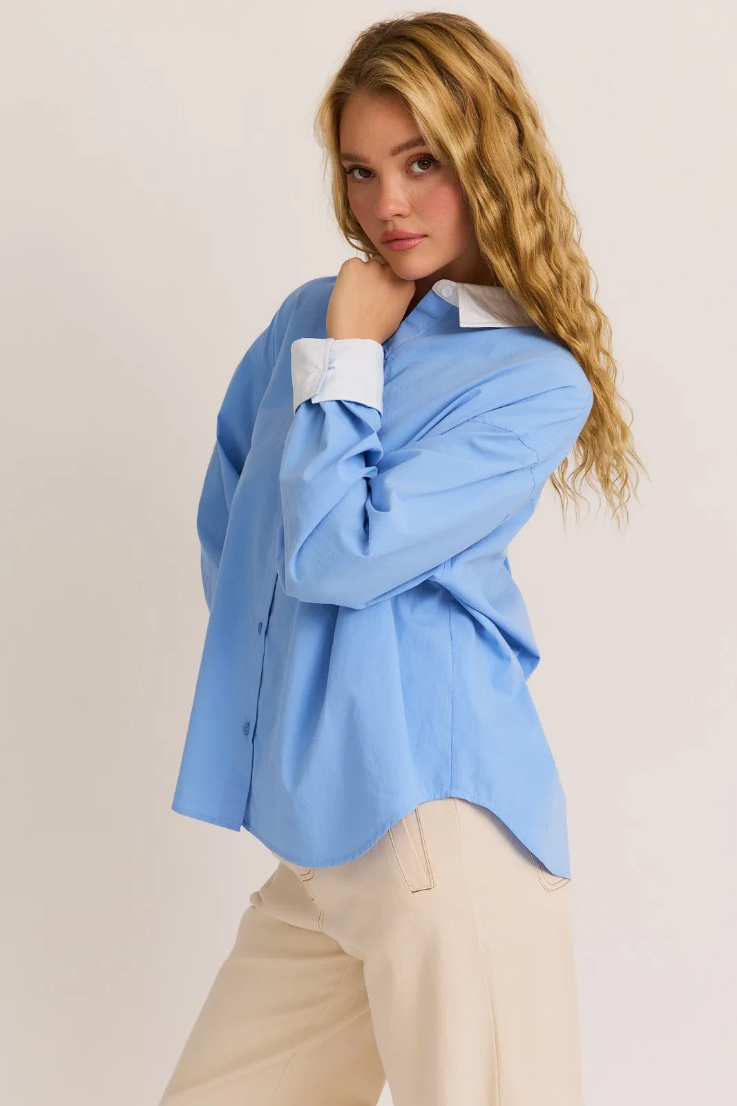 Contrast Detail Oversize Shirt