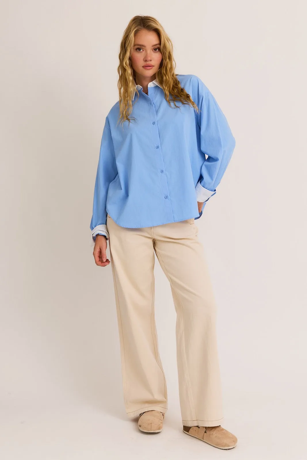 Contrast Detail Oversize Shirt