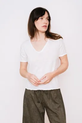 Cotton V-Neck T-Shirt, White