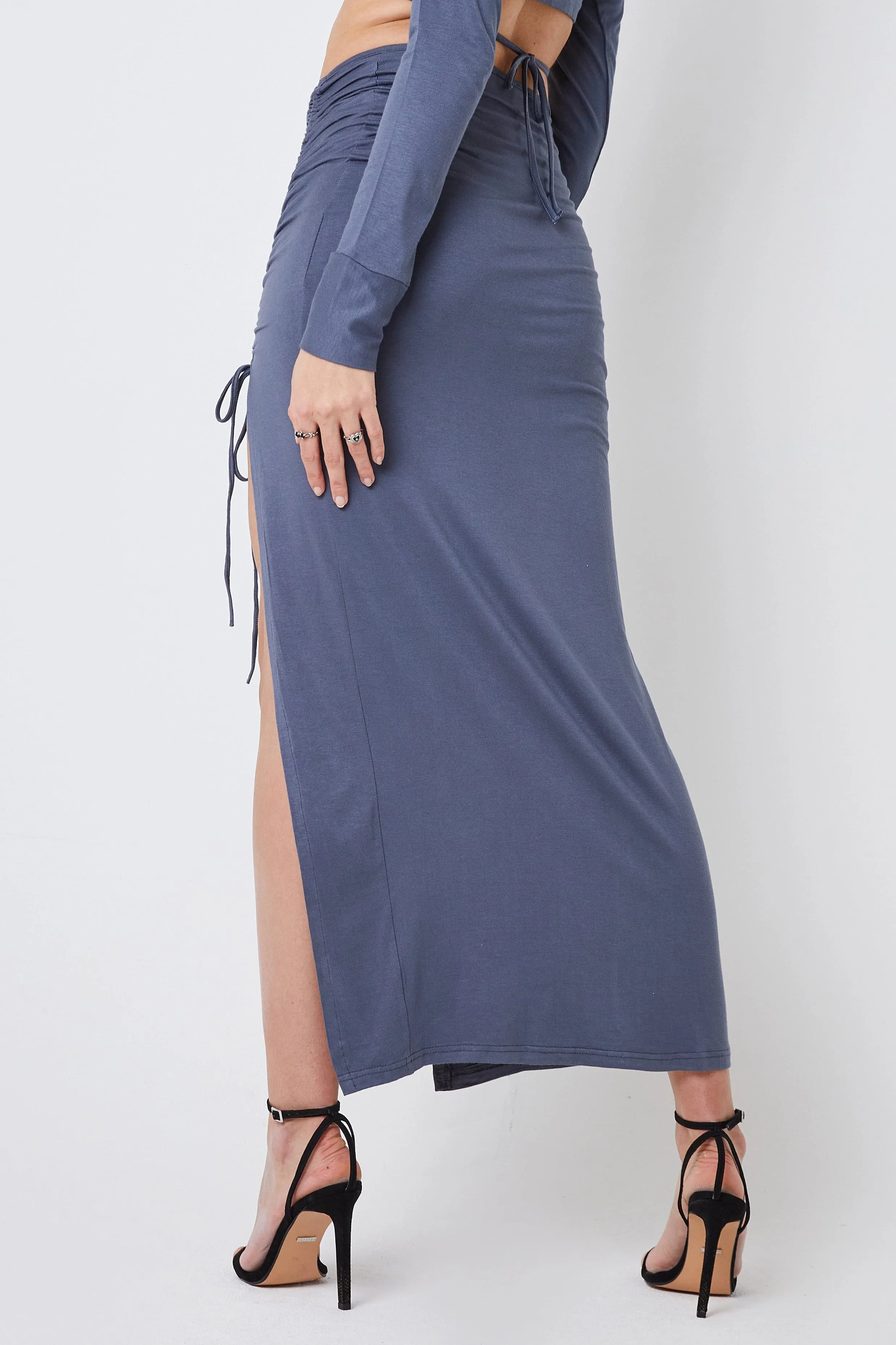 Creea Split Leg Maxi Skirt - Charcoal