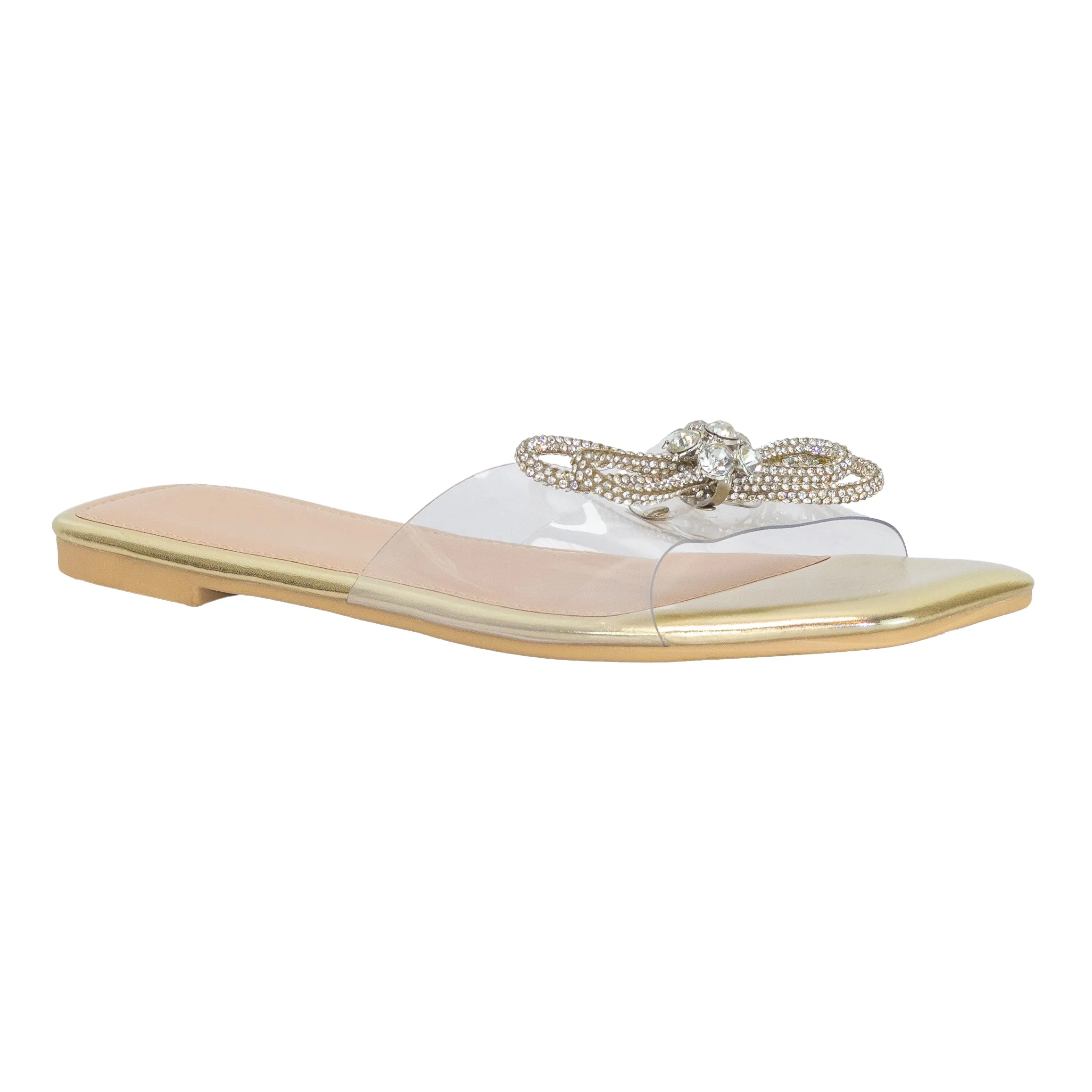 Danna - Embellished Bow Detailing Flat Sandals