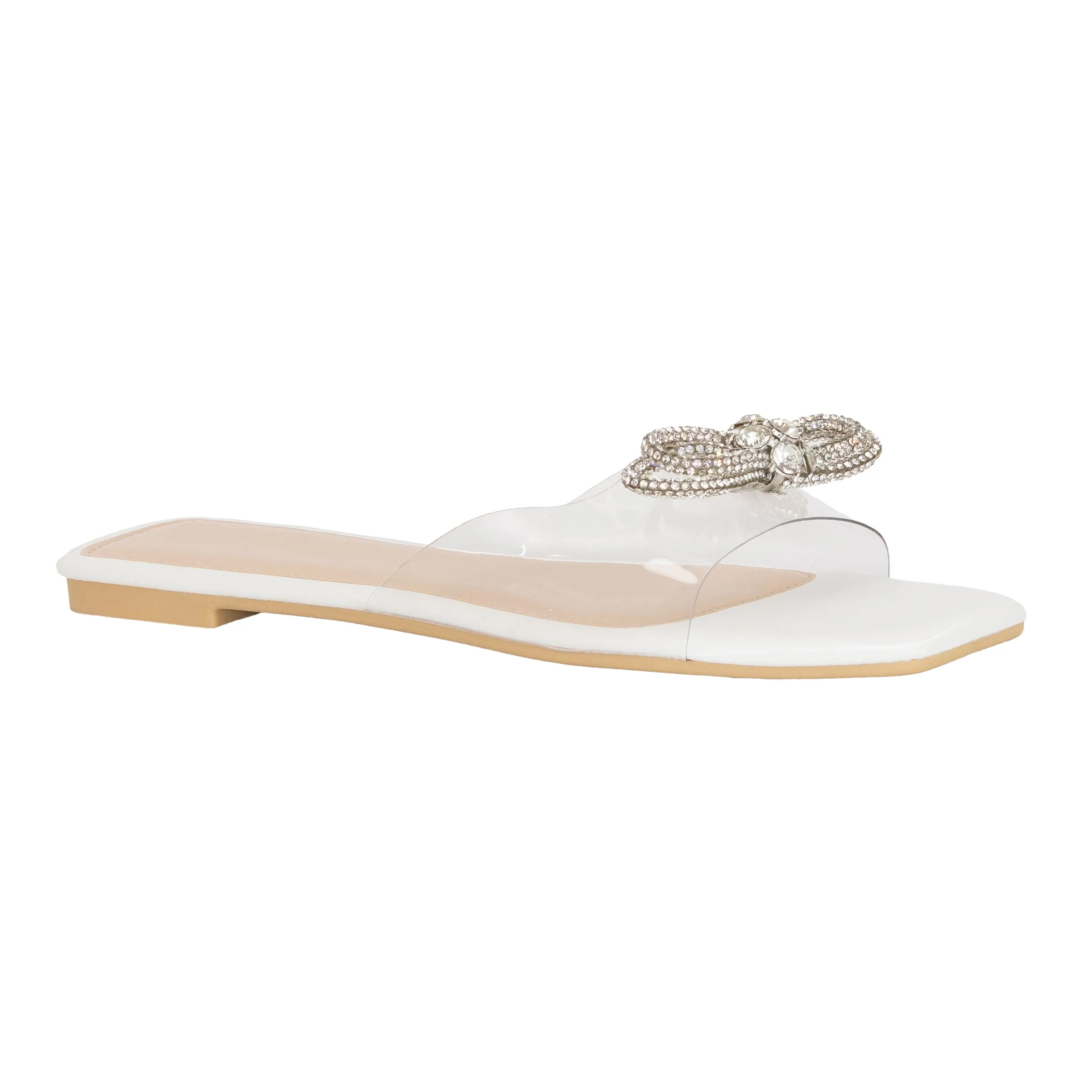 Danna - Embellished Bow Detailing Flat Sandals