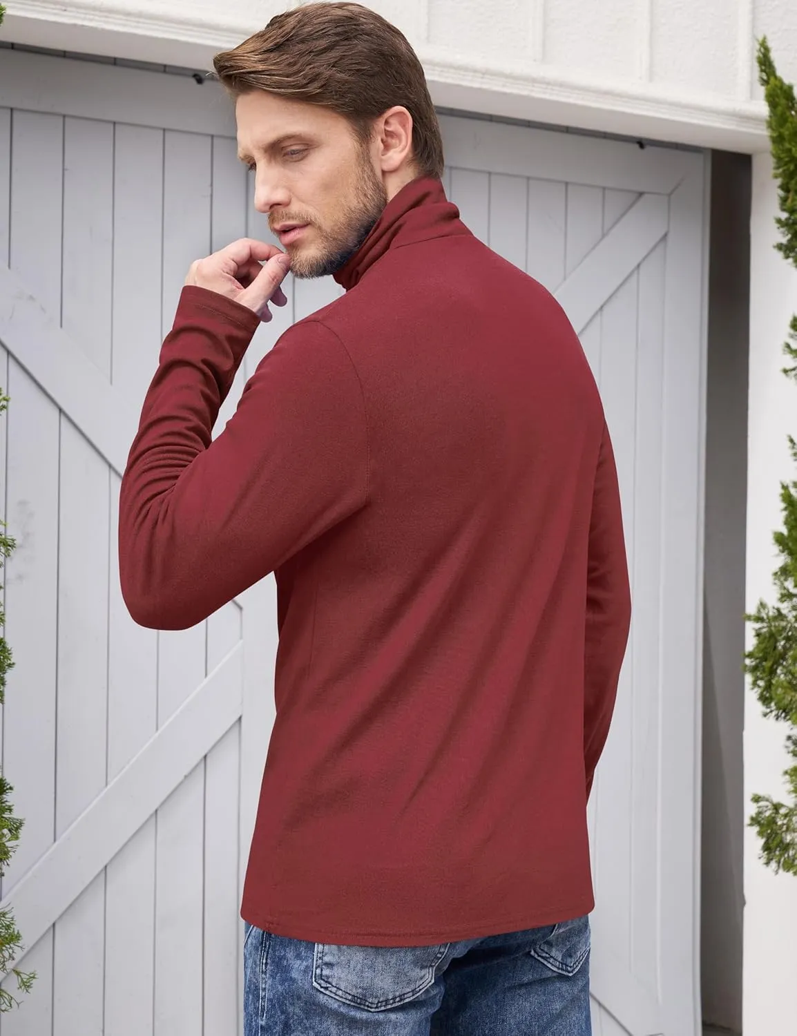 Derminpro Men's Slim Fit Soft Turtleneck Long Sleeve Pullover Lightweight T-Shirt