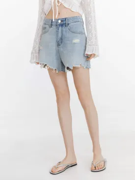Distressed Denim Short Shorts