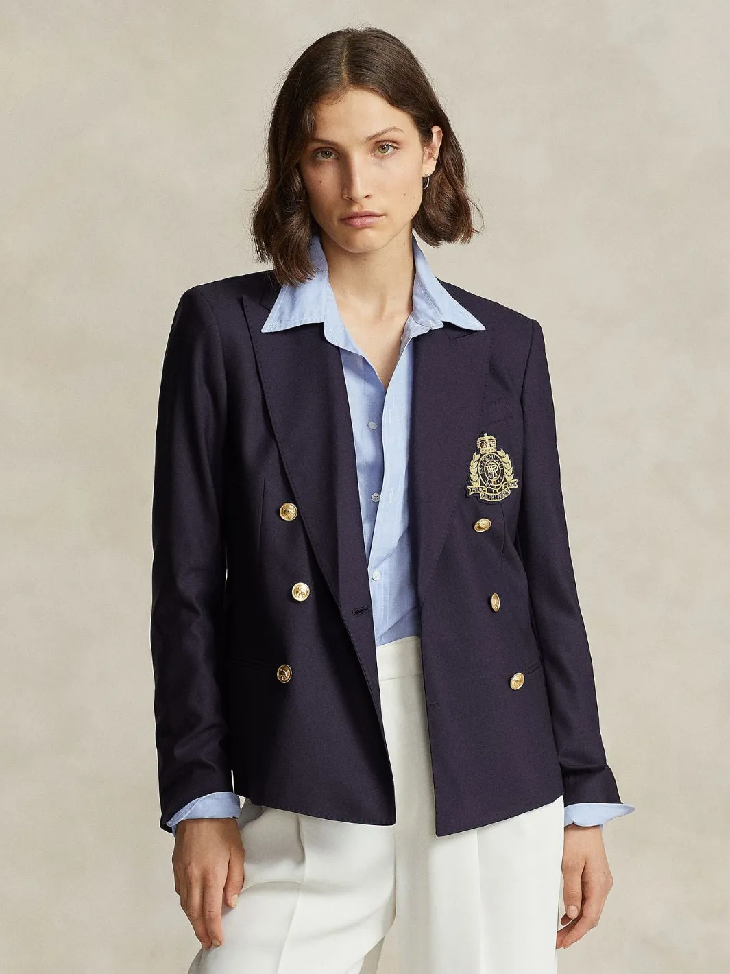 DOUBLE-BRESTED CREST BLAZER Blå