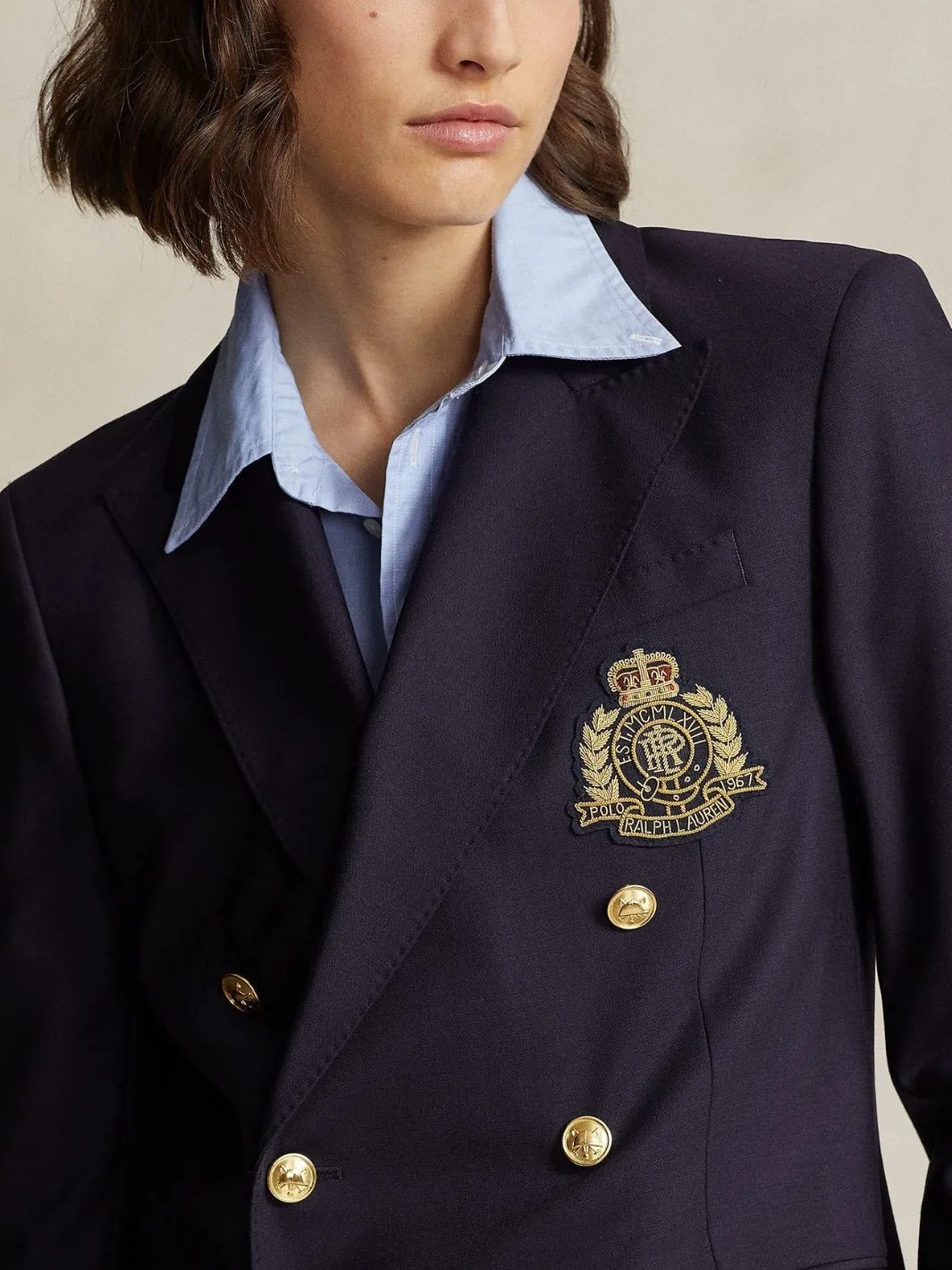 DOUBLE-BRESTED CREST BLAZER Blå