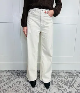 Ecru Denim Wide Leg Jeans