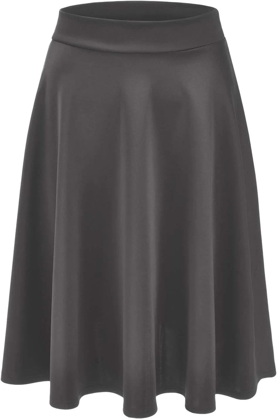 EIMIN Women's Basic Versatile Stretchy Flared Casual Midi Skater Skirt (S-3XL)