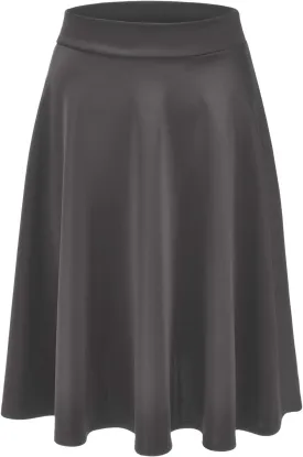 EIMIN Women's Basic Versatile Stretchy Flared Casual Midi Skater Skirt (S-3XL)