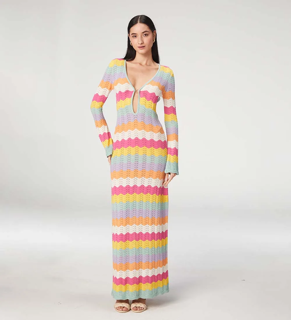 Ella Multicolor Knitted Maxi Dress