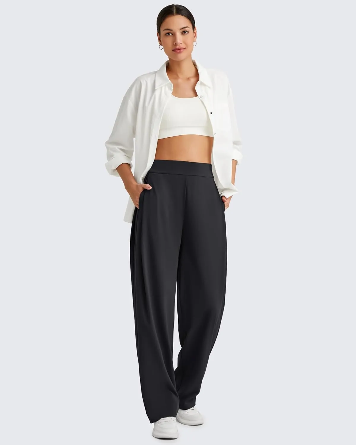 G4Free ShiftReady Wide Leg Dress Pants Women with Pockets High Waisted Trousers Pant Business Casual Petite/Regular/Tall