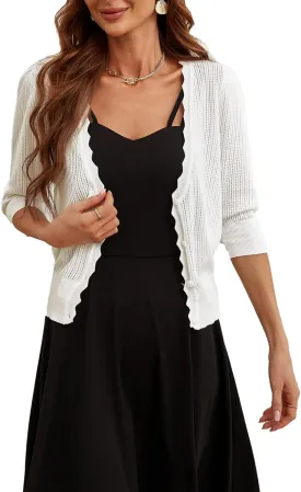 GRACE KARIN Womens Sweater Cropped Cardigan Knit Shrugs for Dresses Tops Button Down Lightweight Soft