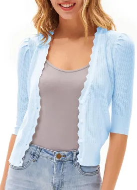 GRACE KARIN Womens Sweater Cropped Cardigan Knit Shrugs for Dresses Tops Button Down Lightweight Soft