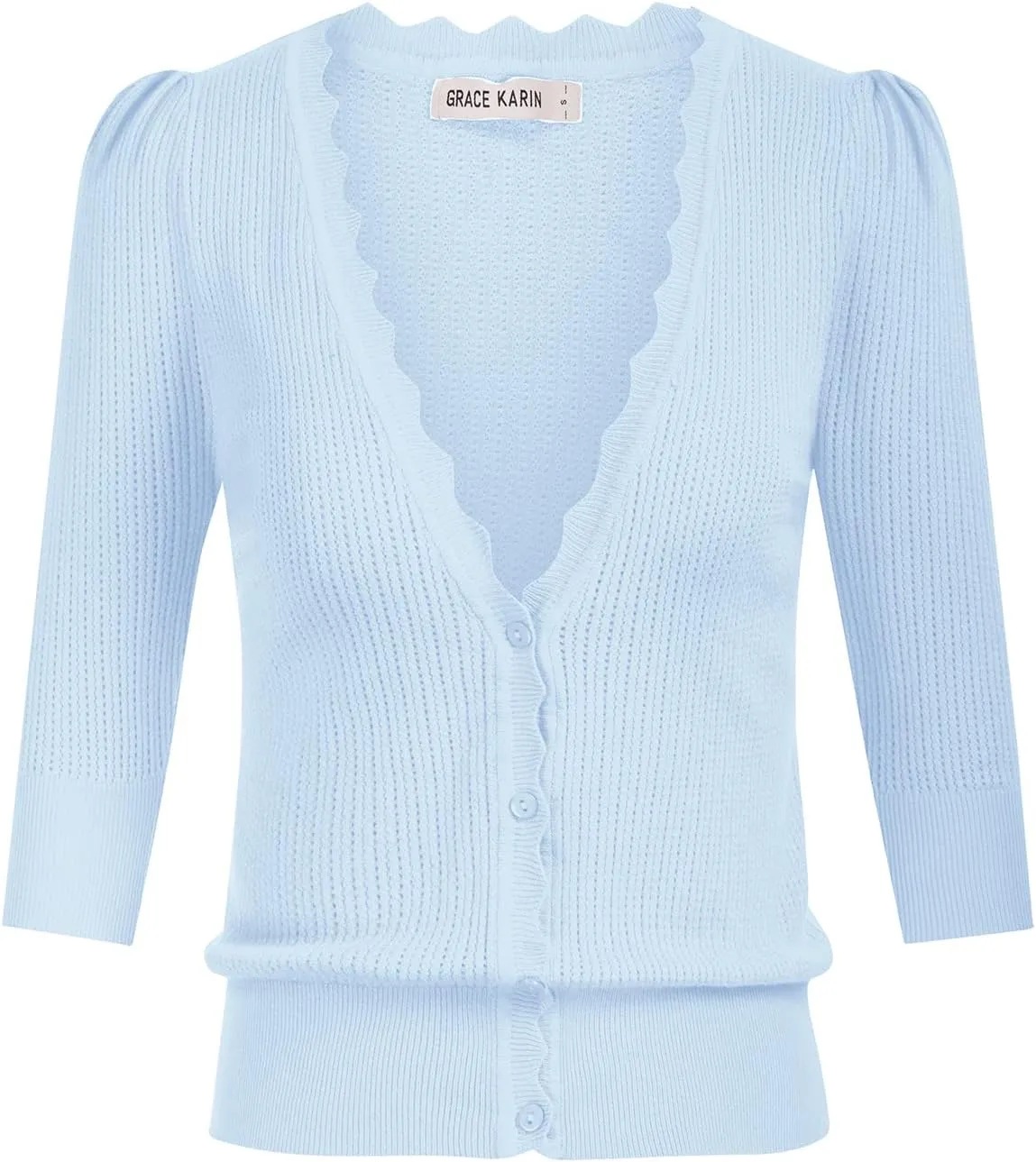 GRACE KARIN Womens Sweater Cropped Cardigan Knit Shrugs for Dresses Tops Button Down Lightweight Soft