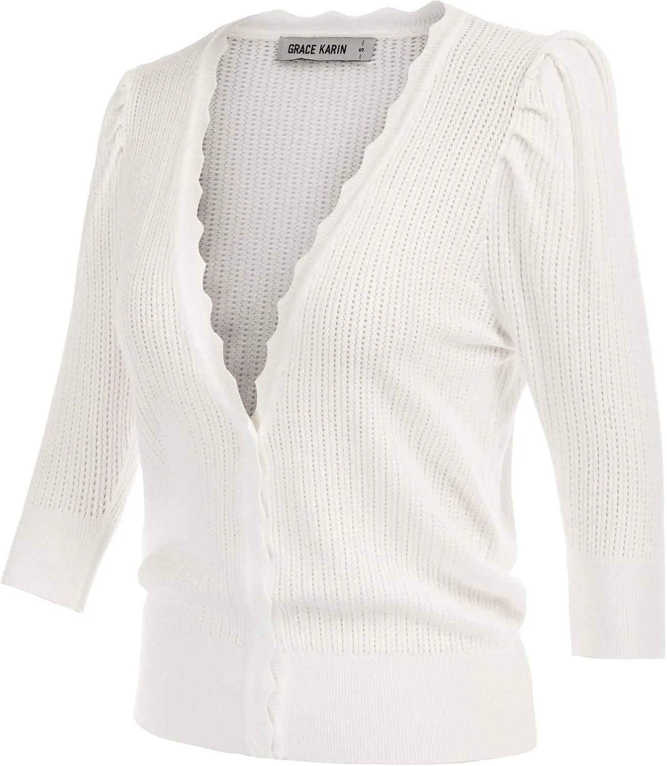 GRACE KARIN Womens Sweater Cropped Cardigan Knit Shrugs for Dresses Tops Button Down Lightweight Soft