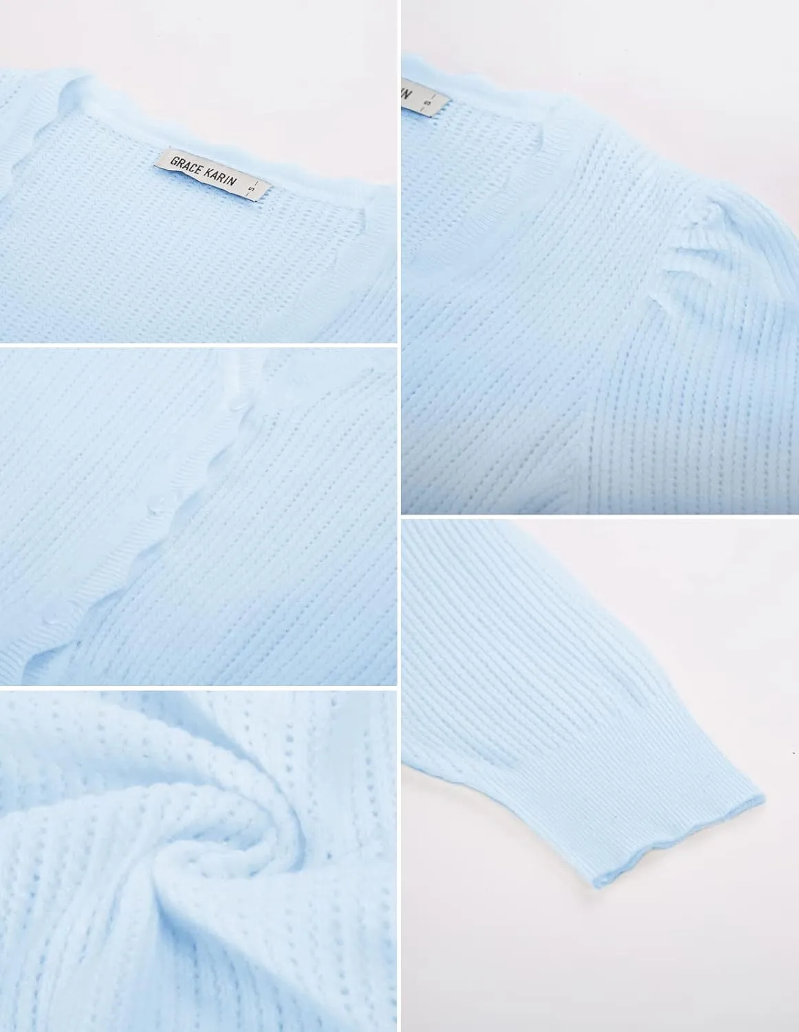 GRACE KARIN Womens Sweater Cropped Cardigan Knit Shrugs for Dresses Tops Button Down Lightweight Soft