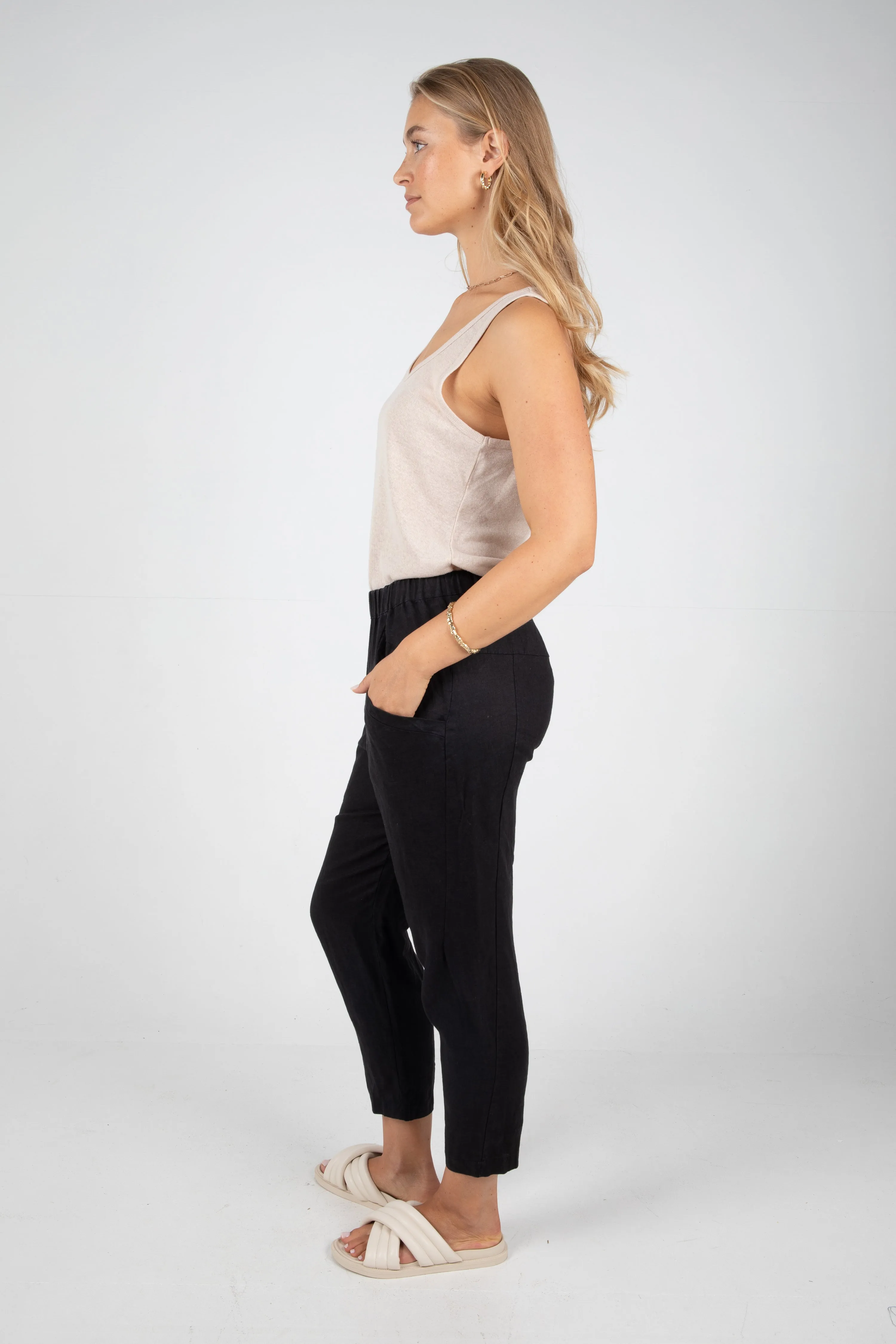 HARLOW LINEN SINGLET - OATMEAL