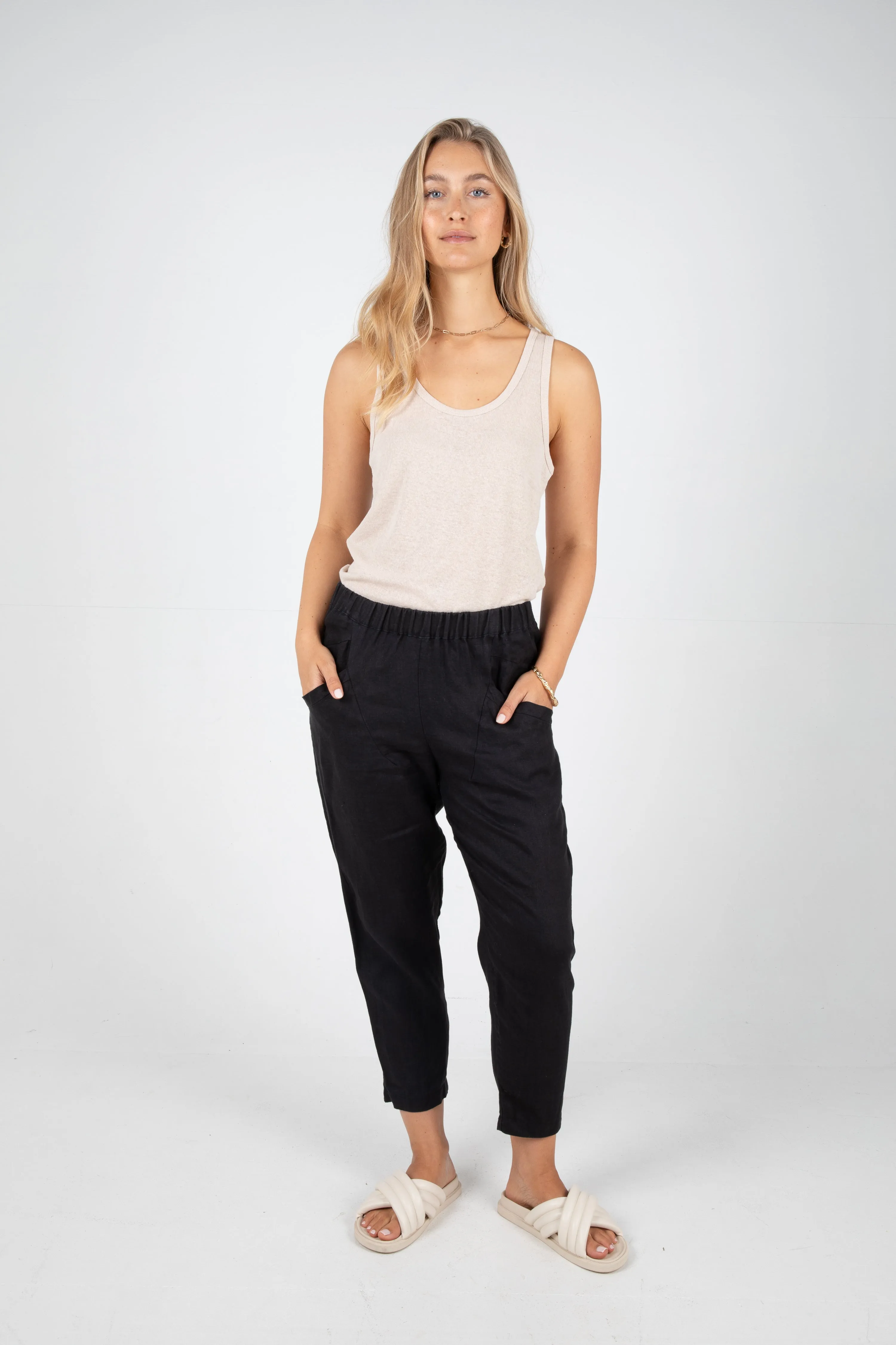 HARLOW LINEN SINGLET - OATMEAL