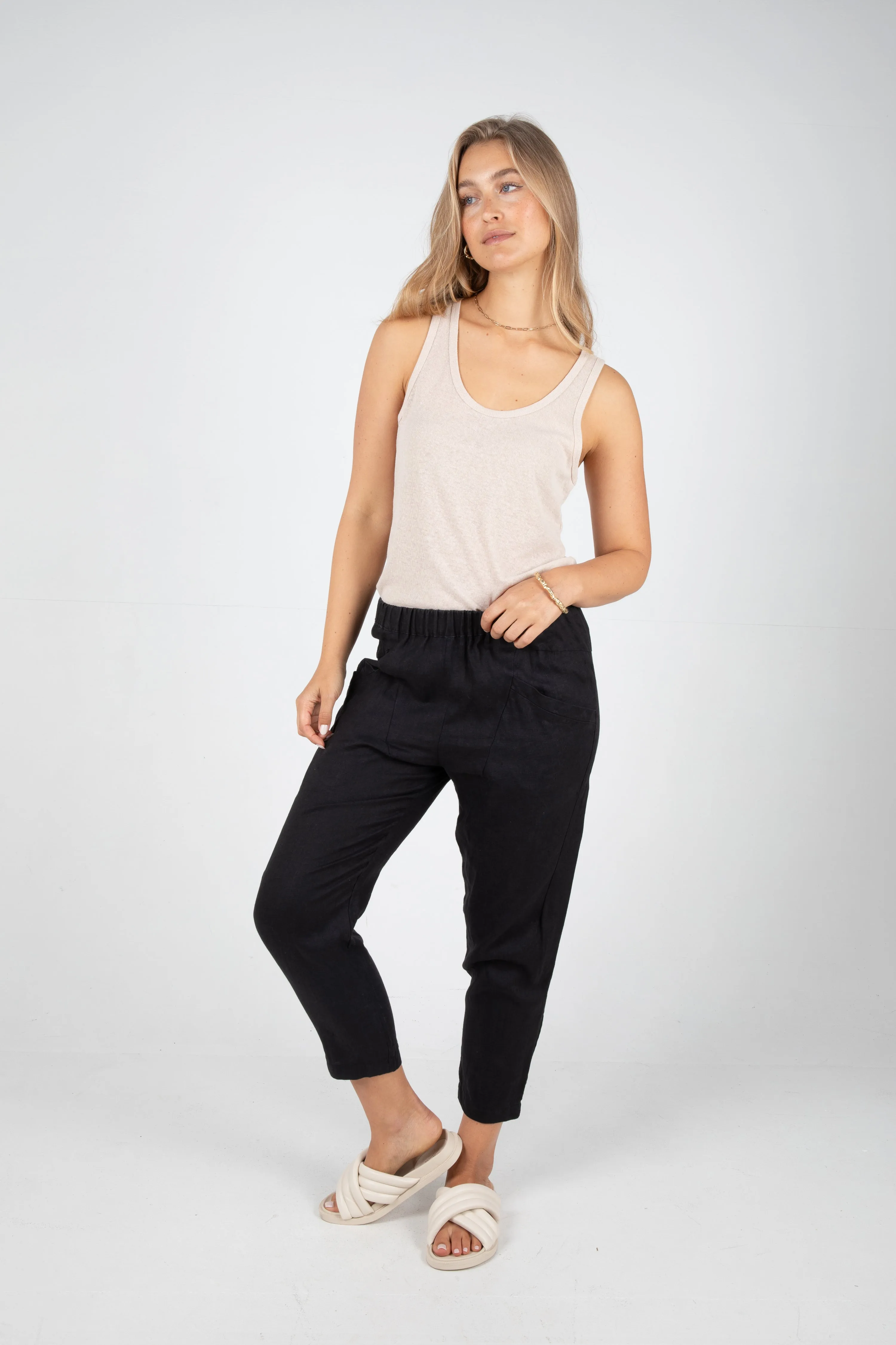 HARLOW LINEN SINGLET - OATMEAL