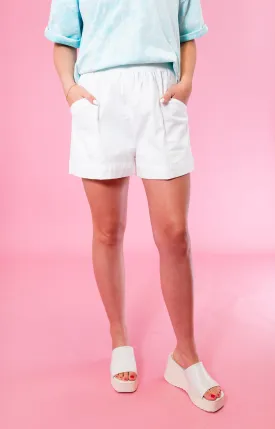 High Waisted Elastic Shorts - White