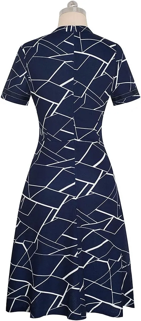 HOMEYEE Women's Chic Crew Neck 3/4 Sleeve Party Homecoming Aline Dress A135