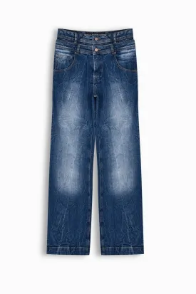 Indigo Wide Leg Denim Trousers