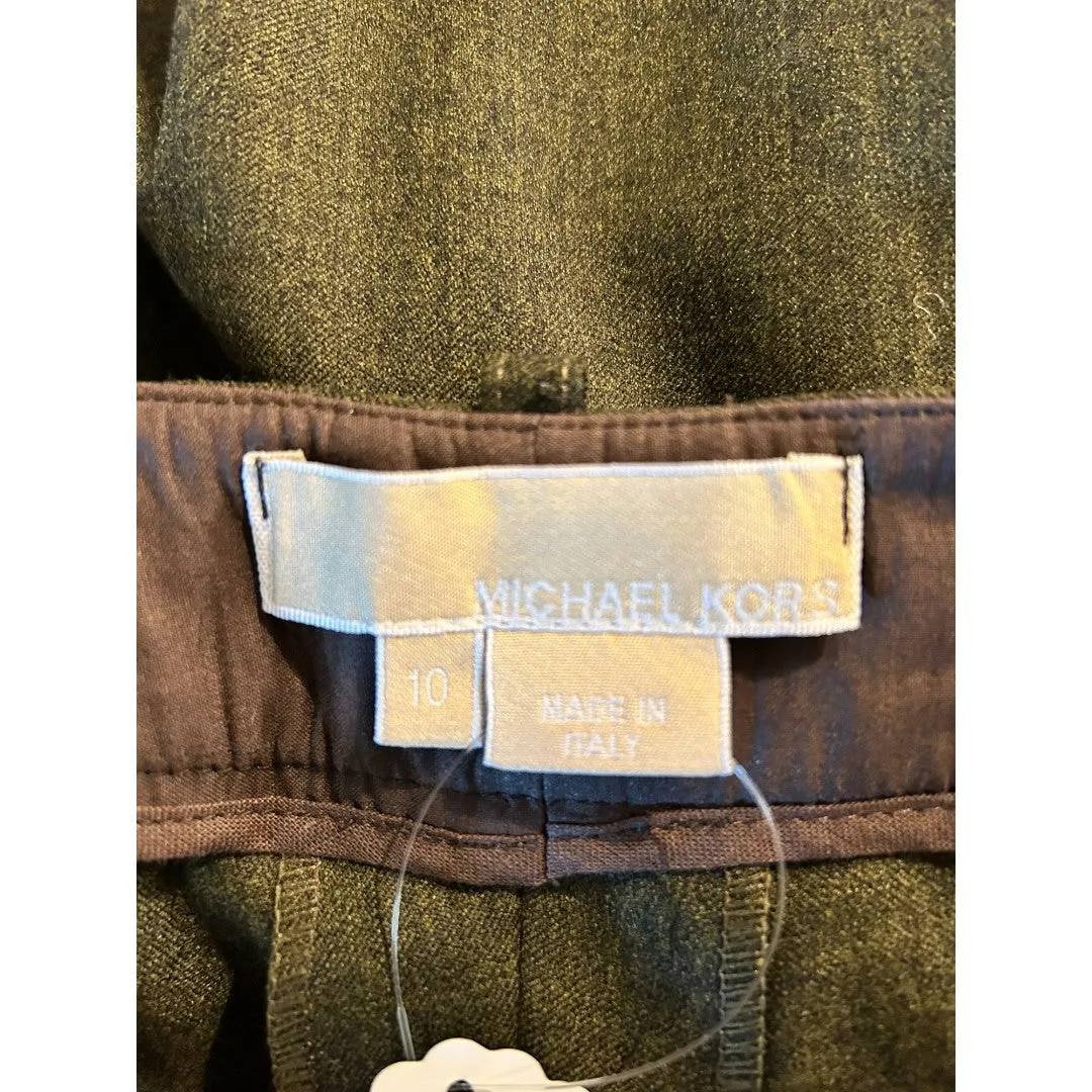 Kors Olive Virgin Wool Wide Leg Trousers